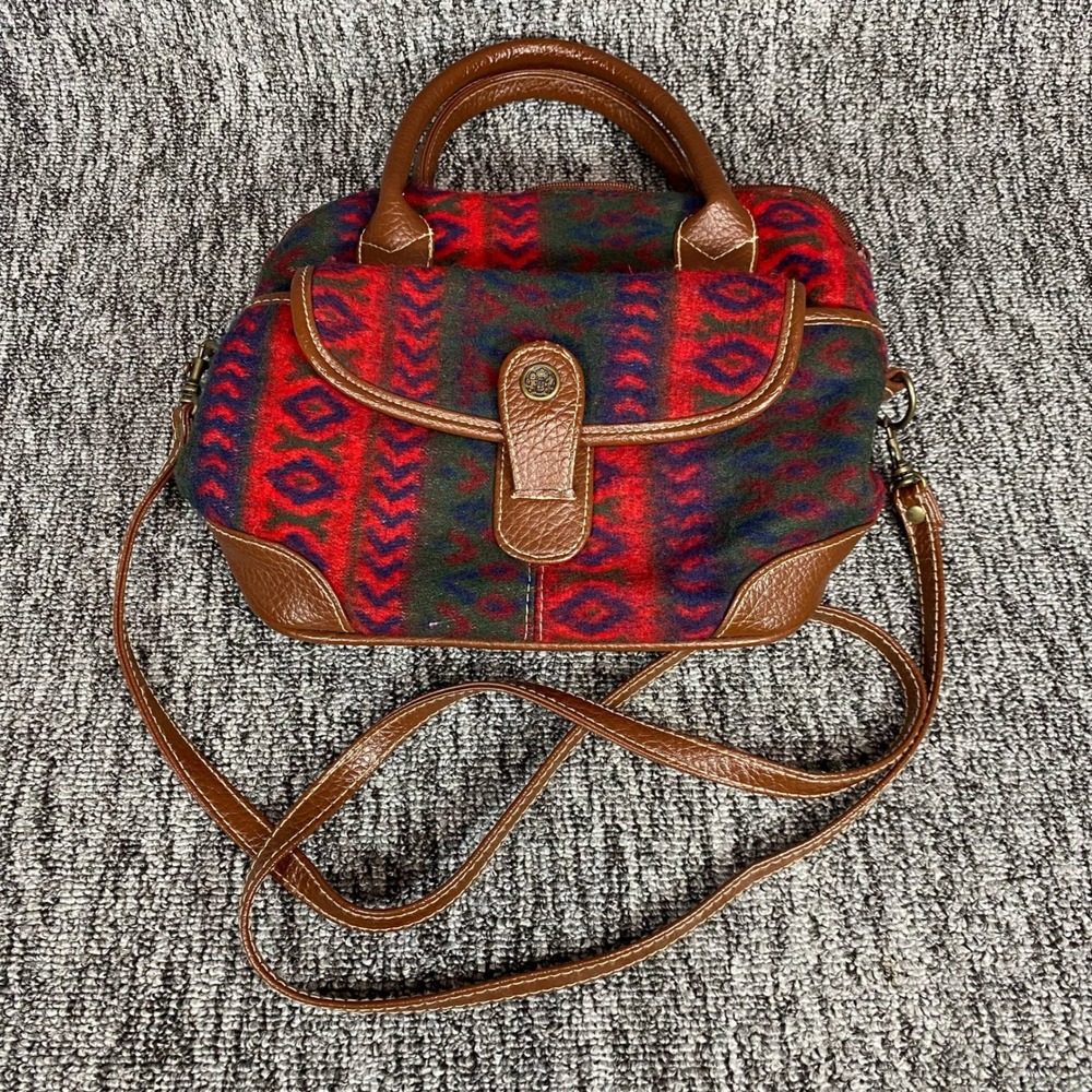 VTG Southwestern Woven Crossbody Purse Satchel Bag Red Aztec Tapestry Boho